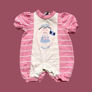 Vintage OshKosh BGosh America's Favorite Knit Bubble Romper, Pink Stripe, 6 Mon